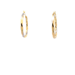 10K Yellow and White Gold Hoop Earrings