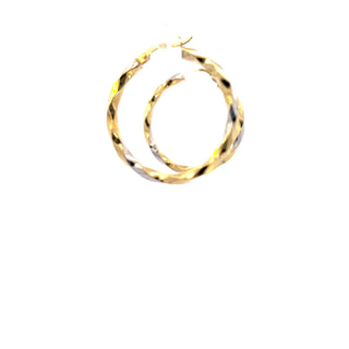 10K Yellow and White Gold Hoop Earrings