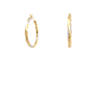10K Yellow and White Gold Hoop Earrings
