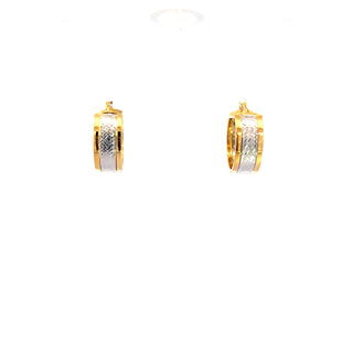 10K Yellow and White Gold Hoop Earrings