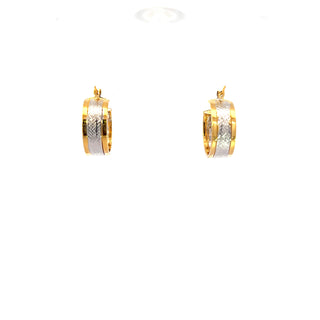 10K Yellow and White Gold Hoop Earrings