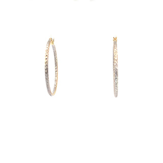 10K Yellow and White Gold Hoop Earrings