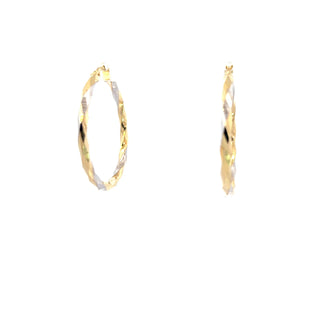 10K Yellow and White Gold Hoop Earrings