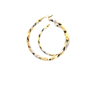 10K Yellow and White Gold Hoop Earrings