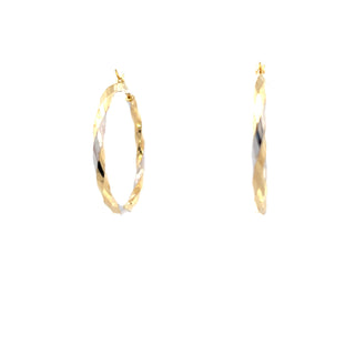 10K Yellow and White Gold Hoop Earrings