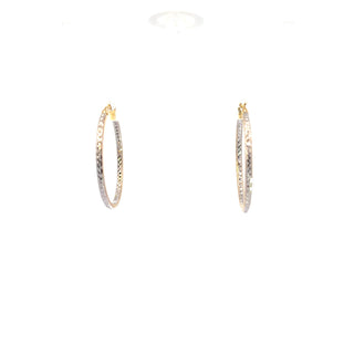 10K Yellow and White Gold Hoop Earrings