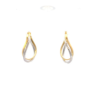 10K Yellow and White Gold Hoop Earrings