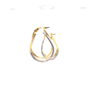 10K Yellow and White Gold Hoop Earrings