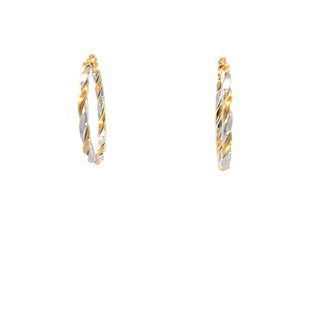 10K Yellow and White Gold Hoop Earrings