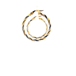 10K Yellow and White Gold Hoop Earrings