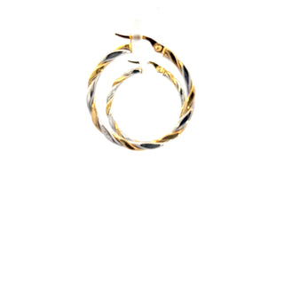 10K Yellow and White Gold Hoop Earrings