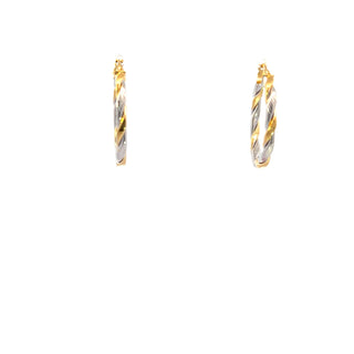 10K Yellow and White Gold Hoop Earrings
