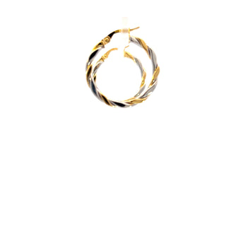 10K Yellow and White Gold Hoop Earrings