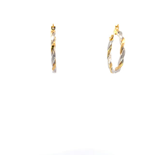 10K Yellow and White Gold Hoop Earrings
