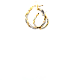 10K Yellow and White Gold Hoop Earrings
