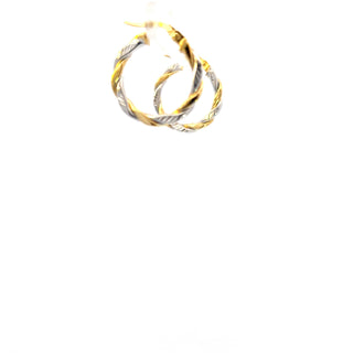 10K Yellow and White Gold Hoop Earrings