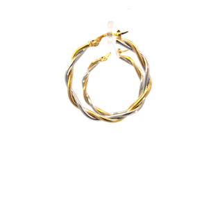 10K Yellow and White Gold Hoop Earrings