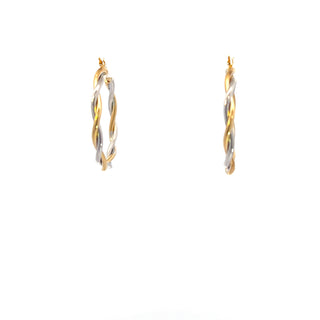 10K Yellow and White Gold Hoop Earrings