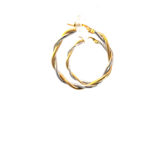 10K Yellow and White Gold Hoop Earrings
