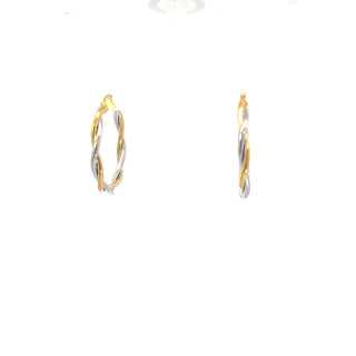10K Yellow and White Gold Hoop Earrings