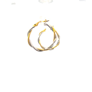 10K Yellow and White Gold Hoop Earrings