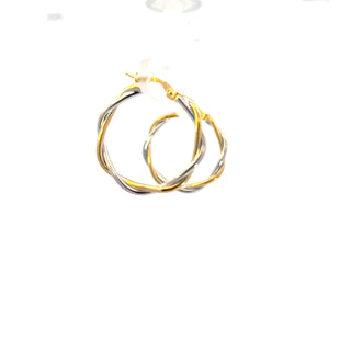 10K Yellow and White Gold Hoop Earrings