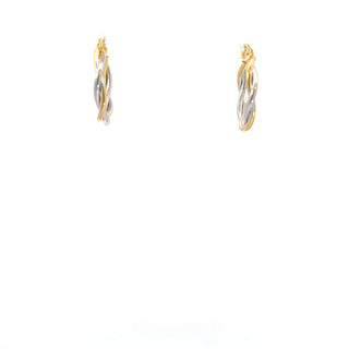 10K Yellow and White Gold Hoop Earrings