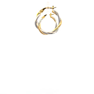 10K Yellow and White Gold Hoop Earrings