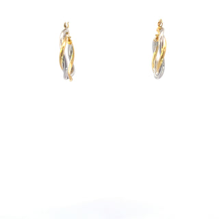 10K Yellow and White Gold Hoop Earrings