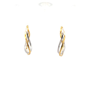 10K Yellow and White Gold Hoop Earrings