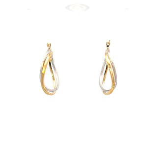 10K Yellow and White Gold Hoop Earrings