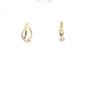 10K Yellow and White Gold Hoop Earrings