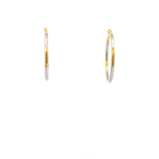 10K Yellow and White Gold Hoop Earrings