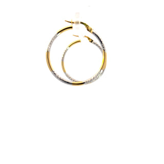 10K Yellow and White Gold Hoop Earrings