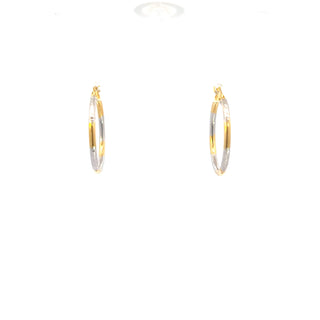 10K Yellow and White Gold Hoop Earrings