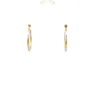 10K Yellow and White Gold Hoop Earrings