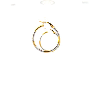 10K Yellow and White Gold Hoop Earrings