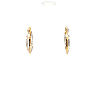10K Yellow and White Gold Hoop Earrings
