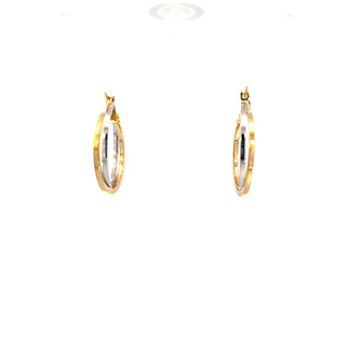 10K Yellow and White Gold Hoop Earrings