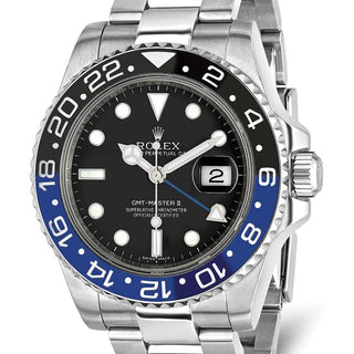Swiss Crown™ USA Pre-owned Rolex-Independently Certified Steel 40mm GMT "Batman"
