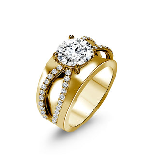 14K Yellow and White Gold 3.00 Carat Lab Grown Diamond Wide Crossover Engagement Ring