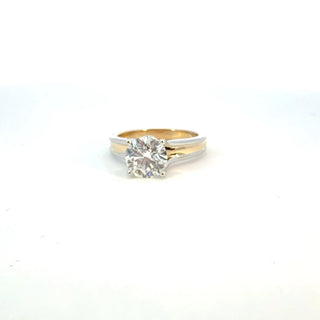 14K Yellow and White Gold 2.00 Carat Blossom Cut Lab Grown Diamond Solitaire Engagement Ring