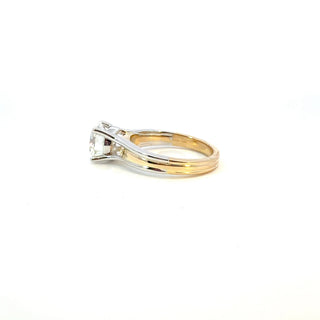 14K Yellow and White Gold 2.00 Carat Blossom Cut Lab Grown Diamond Solitaire Engagement Ring