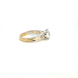 14K Yellow and White Gold 2.00 Carat Blossom Cut Lab Grown Diamond Solitaire Engagement Ring