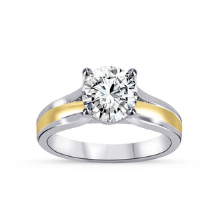 14K Yellow and White Gold 2.00 Carat Blossom Cut Lab Grown Diamond Solitaire Engagement Ring