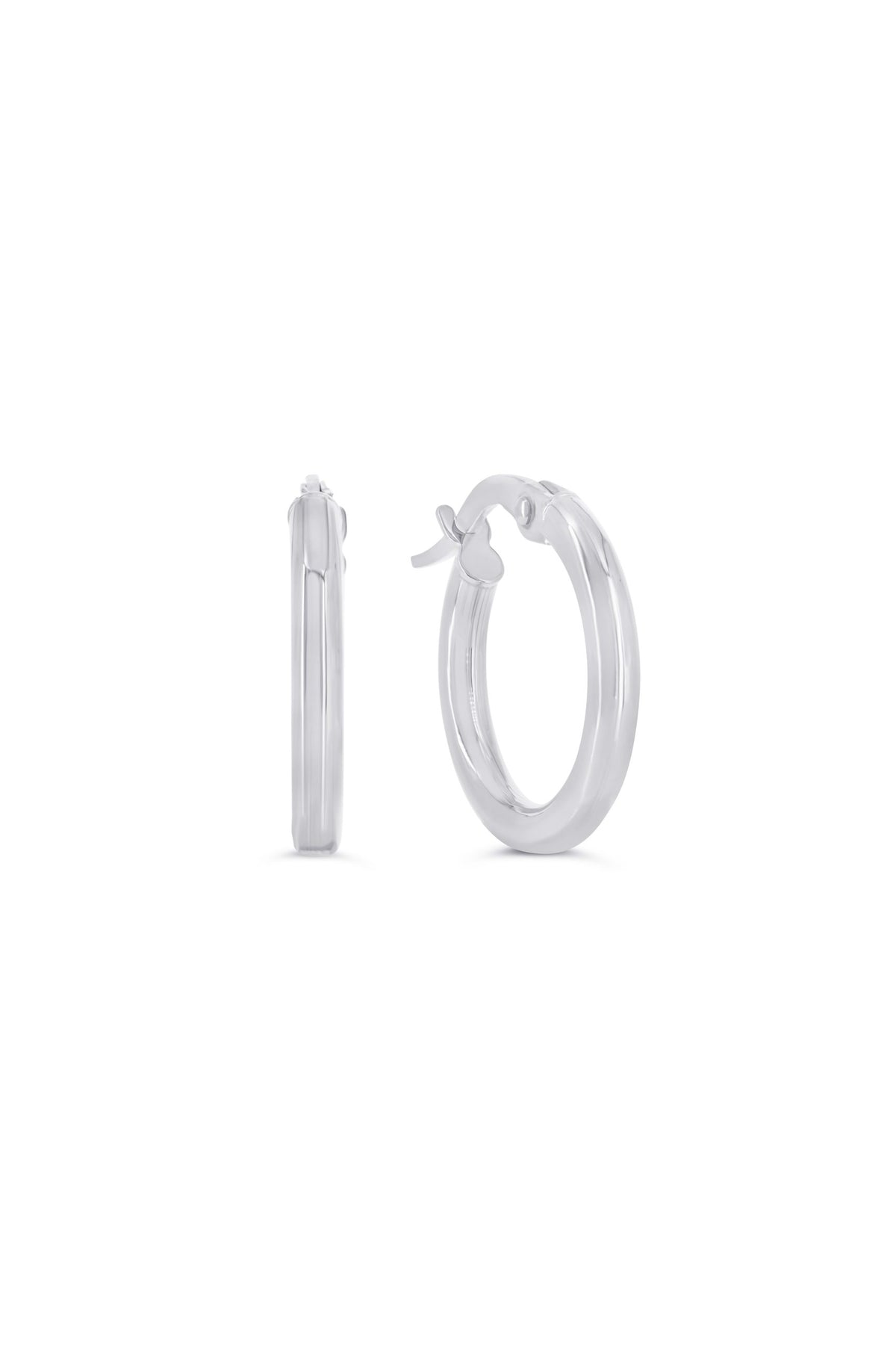 10K White Gold 2mm Tube  Hoop Earrings small