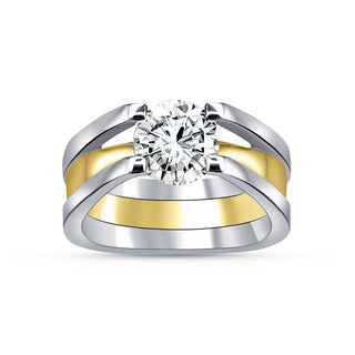 14K Yellow and White Gold Lab Grown Diamond Solitaire Engagement Ring
