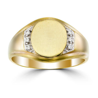 10K Yellow Gold Men's Diamond Signet Ring