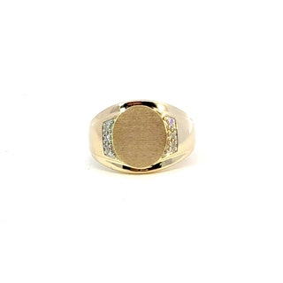 10K Yellow Gold Men's Diamond Signet Ring