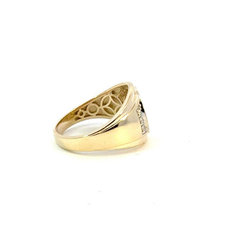 10K Yellow Gold Men's Diamond Signet Ring